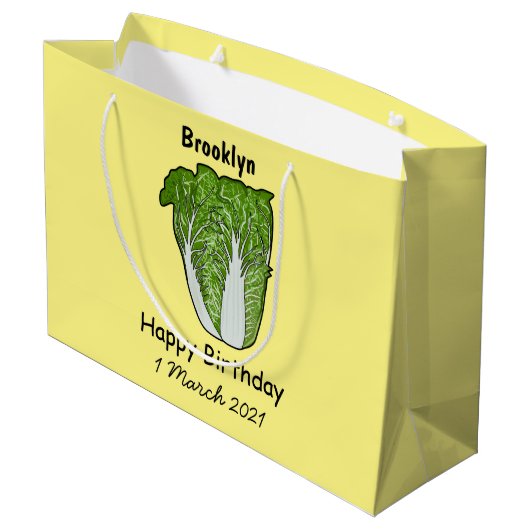 Grand Sac Cadeau Illustration de chou chinois (Dos Angle)