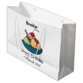 Grand Sac Cadeau Illustration de crème glacée (Devant Angle)
