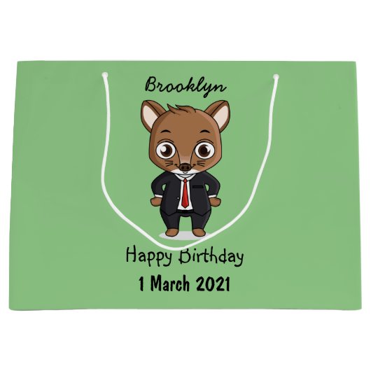 Grand Sac Cadeau Illustration de dessin animé de rat mignon (Devant)