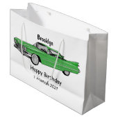 Grand Sac Cadeau Illustration de dessin de voiture classique 1959 (Devant Angle)