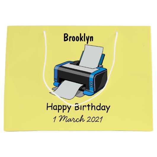 Grand Sac Cadeau Illustration de dessin d'imprimante (Devant)