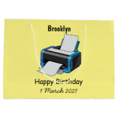 Grand Sac Cadeau Illustration de dessin d'imprimante (Dos)