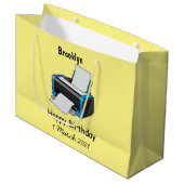 Grand Sac Cadeau Illustration de dessin d'imprimante (Devant Angle)