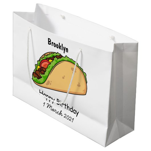 Grand Sac Cadeau Illustration de dessin sur Taco (Devant Angle)