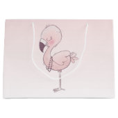 Grand Sac Cadeau Illustration de Flamant rose rose mou (Devant)