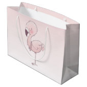 Grand Sac Cadeau Illustration de Flamant rose rose mou (Dos Angle)