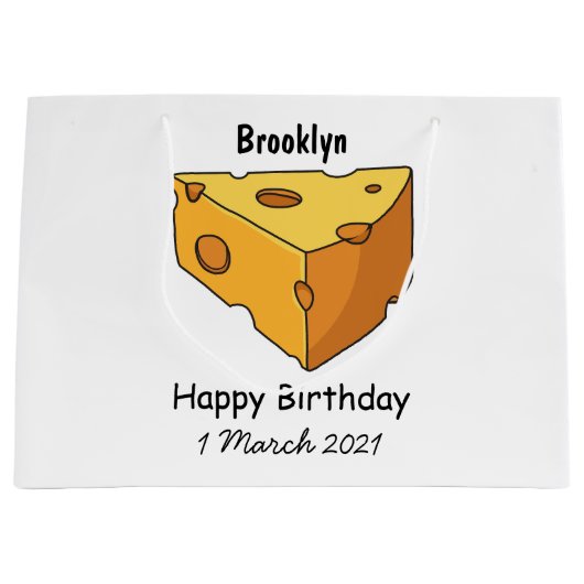 Grand Sac Cadeau Illustration de fromage (Devant)