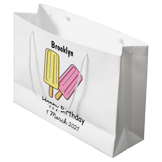 Grand Sac Cadeau Illustration de Ice pop (Devant Angle)