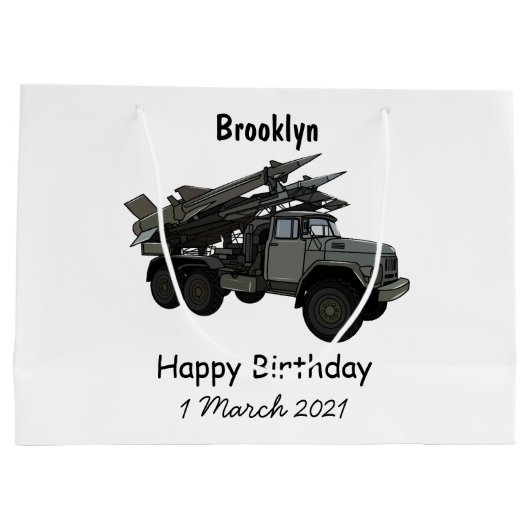 Grand Sac Cadeau Illustration de la caricature d'un véhicule à miss (Dos)