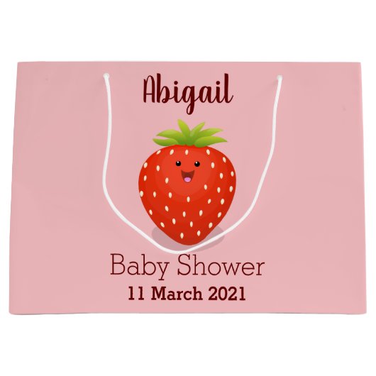 Grand Sac Cadeau Illustration de la fraise Cute kawaii (Devant)