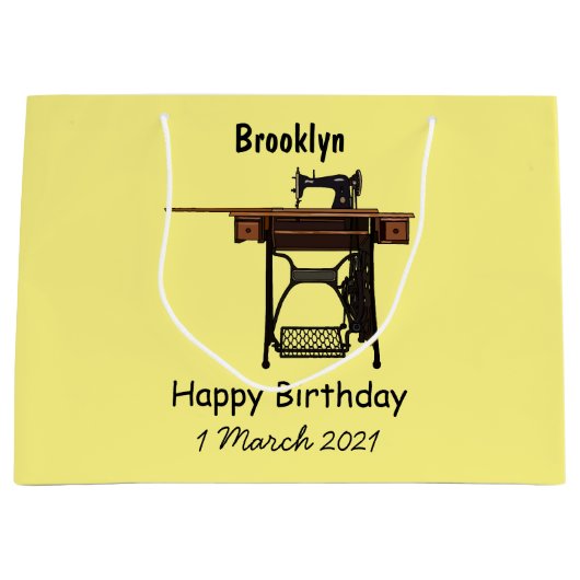 Grand Sac Cadeau Illustration de la machine à coudre (Devant)