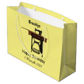 Grand Sac Cadeau Illustration de la machine à coudre (Dos Angle)