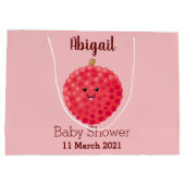 Grand Sac Cadeau Illustration de litchee rose mignon (Dos)