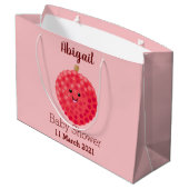 Grand Sac Cadeau Illustration de litchee rose mignon (Dos Angle)