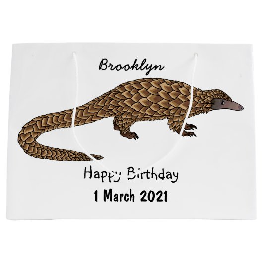 Grand Sac Cadeau Illustration de pangolin à queue longue (Devant)