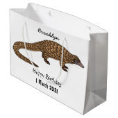 Grand Sac Cadeau Illustration de pangolin à queue longue (Dos Angle)