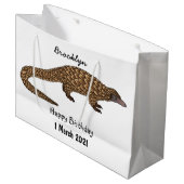 Grand Sac Cadeau Illustration de pangolin à queue longue (Devant Angle)