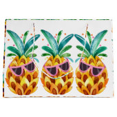 Grand Sac Cadeau Illustration des aquarelles d'ananas d'été (Devant)