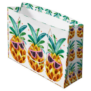 Grand Sac Cadeau Illustration des aquarelles d'ananas d'été