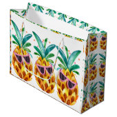 Grand Sac Cadeau Illustration des aquarelles d'ananas d'été (Devant Angle)