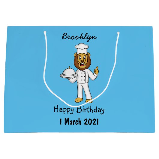 Grand Sac Cadeau Illustration du chef mignon lion (Devant)