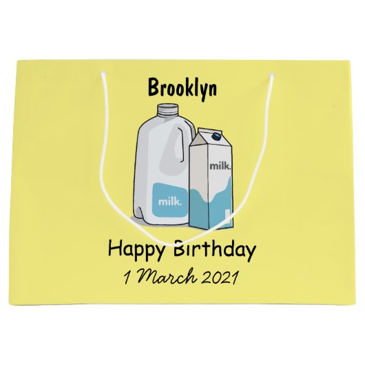 Grand Sac Cadeau Illustration du lait (Devant)