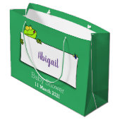 Grand Sac Cadeau Illustration du panneau de grenouille verte mignon (Dos Angle)