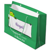 Grand Sac Cadeau Illustration du panneau de grenouille verte mignon (Devant Angle)