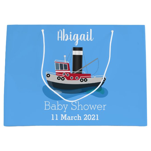 Grand Sac Cadeau Illustration d'un bateau à chalutier mignon (Devant)