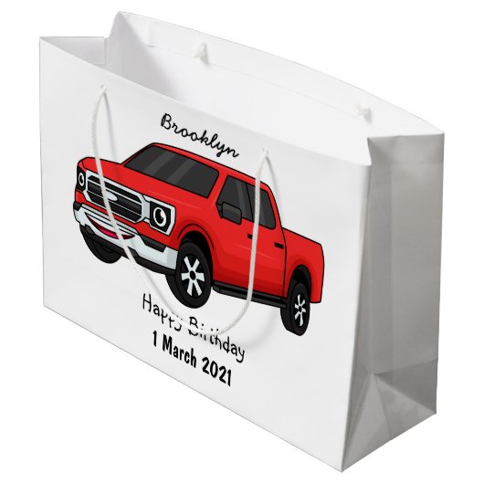 Grand Sac Cadeau Illustration d'une camionnette rouge mou (Dos Angle)