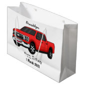 Grand Sac Cadeau Illustration d'une camionnette rouge mou (Devant Angle)