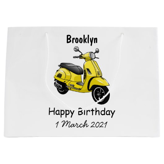 Grand Sac Cadeau Illustration d'une moto cyclable (Devant)