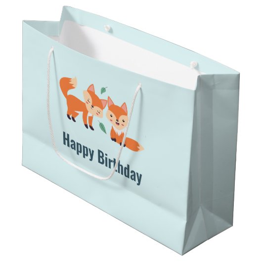 Grand Sac Cadeau Illustration graphique des renards orange mignons (Devant Angle)