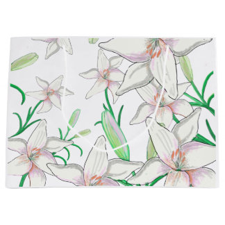 Grand Sac Cadeau Illustration White Lily