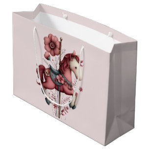 Grand Sac Cadeau Image de cheval de carrousel fantaisiste