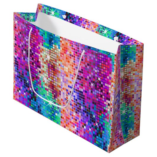 Grand Sac Cadeau Image de la fausse parties scintillant disco (Devant Angle)
