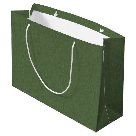 Grand Sac Cadeau Image de texture de lin vert forêt Cadre doré (Dos Angle)