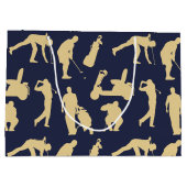 Grand Sac Cadeau Images de golfeur de silhouette d'or (Dos)