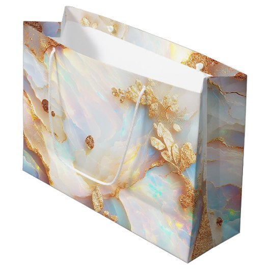Grand Sac Cadeau Imaginaire cristal Opal Iridescente Holographique (Devant Angle)