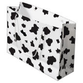 Grand Sac Cadeau Impression de vache noir et blanc (Devant Angle)