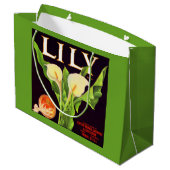 Grand Sac Cadeau Impression étiquette de caisses orange Lily 1930 (Dos Angle)