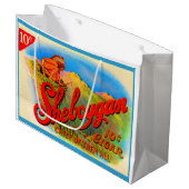 Grand Sac Cadeau Impression étiquette de cigares Sheboygan dans les (Devant Angle)