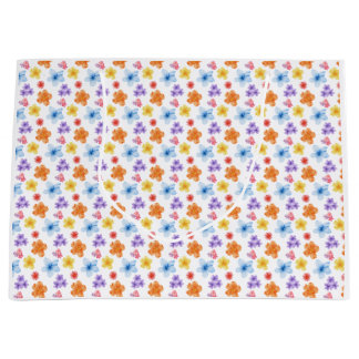 Grand Sac Cadeau Impression florale colorée
