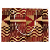 Grand Sac Cadeau Impression Kwanzaa Kente (Rouge/Or) (Dos)