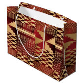 Grand Sac Cadeau Impression Kwanzaa Kente (Rouge/Or) (Dos Angle)