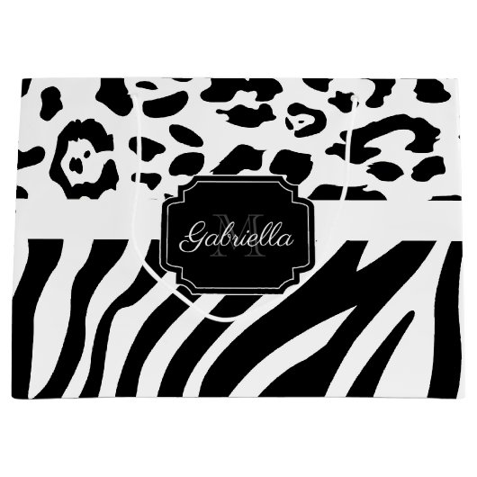 Grand Sac Cadeau Impression Lepard / Impression Zebra (Devant)