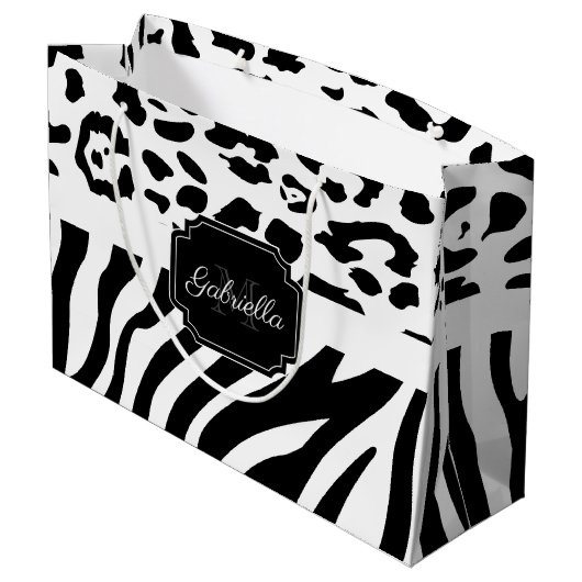 Grand Sac Cadeau Impression Lepard / Impression Zebra (Dos Angle)