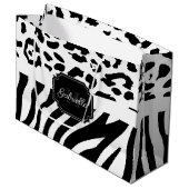 Grand Sac Cadeau Impression Lepard / Impression Zebra (Devant Angle)