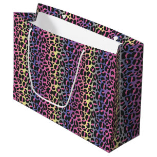 Grand Sac Cadeau Imprimé animalier Léopard Arc-en-Ciel