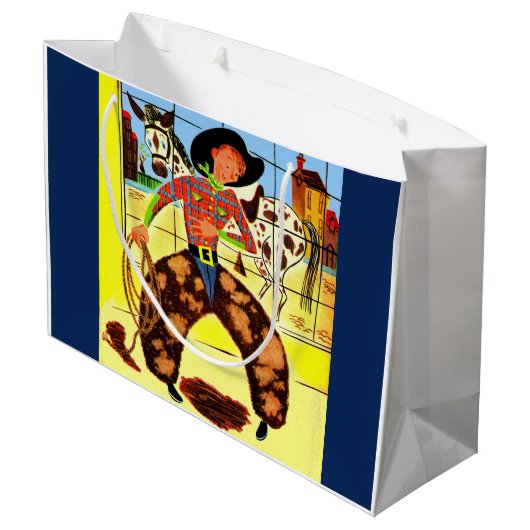Grand Sac Cadeau imprimé cowboy mignon (Dos Angle)